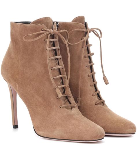 prada suede chocolate lace up bootie high heel|prada ankle boots women.